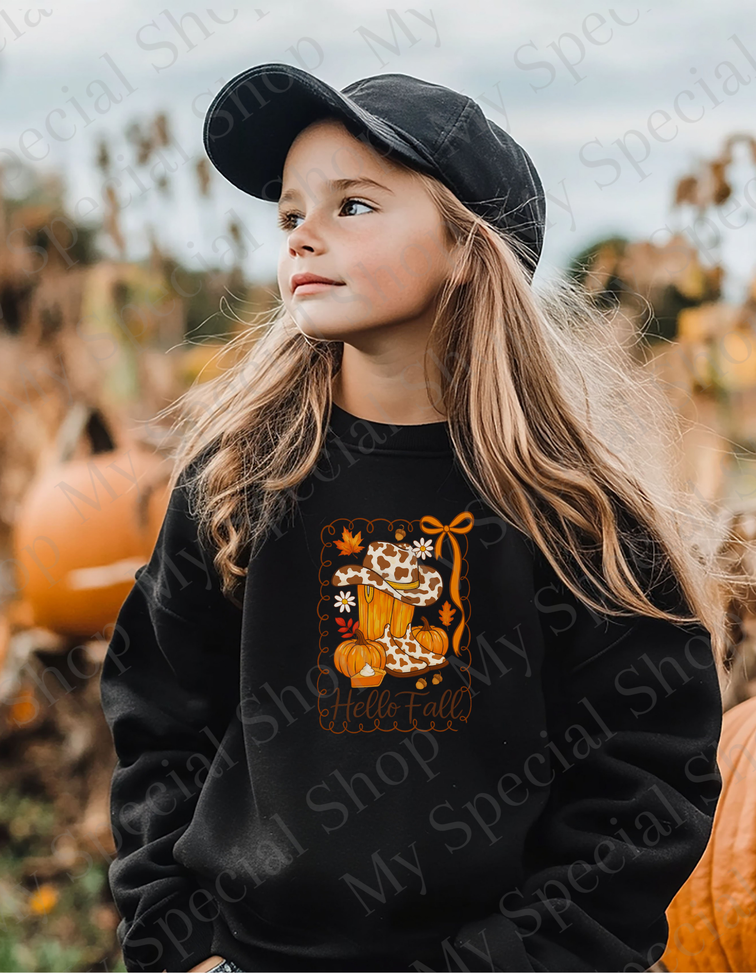 Hello Fall Cow Print Sweatshirt | Western | Cowboy | Pumpkin | Soft style | Unisex My Special Shop