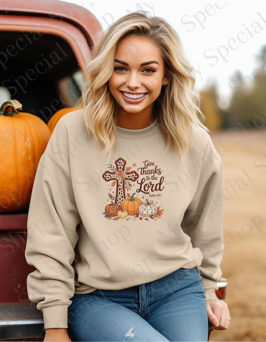 Give Thanks to the Lord Sweatshirt | Cross | Faith | Fall | Pumpkin | Soft style | Unisex My Special Shop