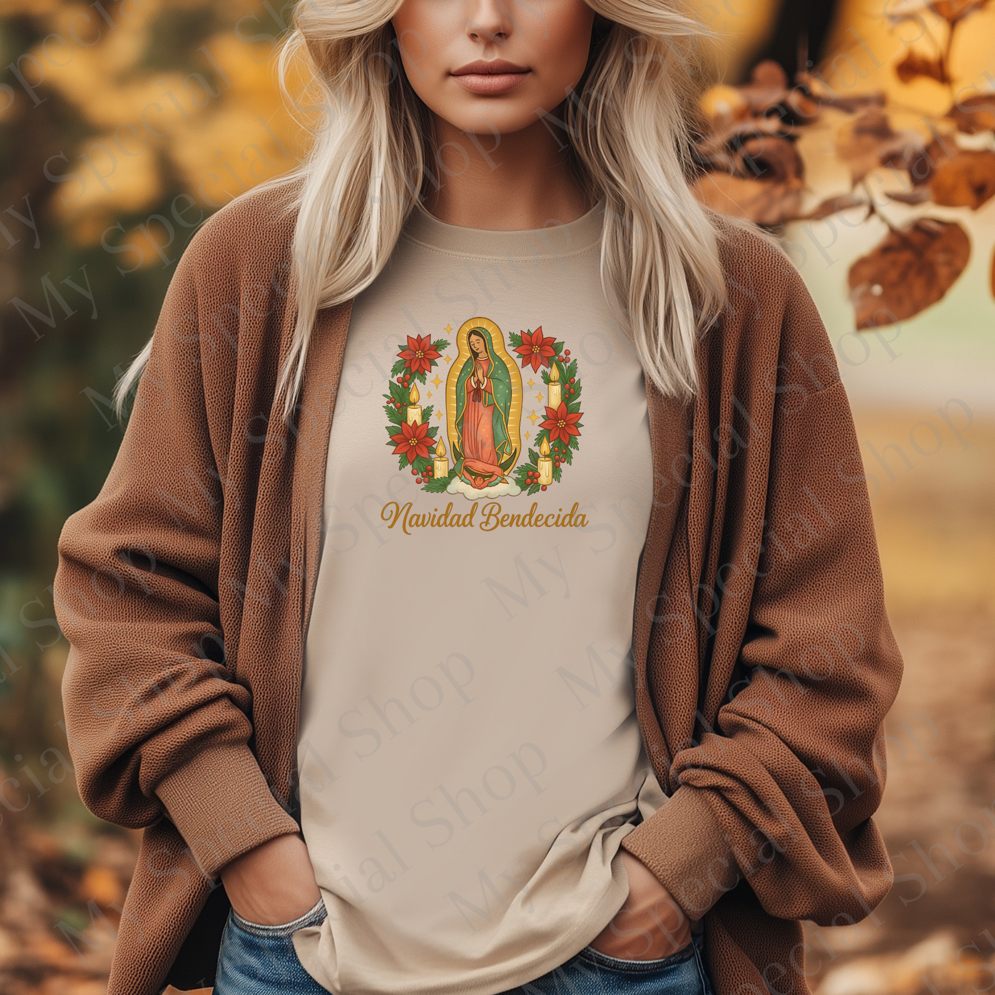 Navidad Bendecida Virgen Mary Christmas Shirt | La Virgen de Guadalupe Holiday Tee | Hispanic Faith Family Christmas Gift My Special Shop