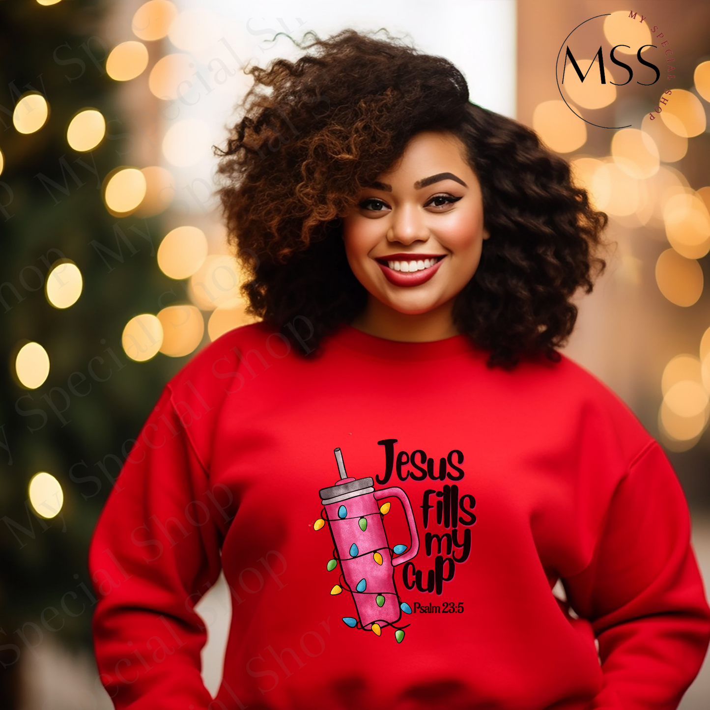 Jesus Fills My Cup Sweatshirt | Christian Christmas Sweater | Faith Holiday Apparel | Psalm 23:5 Inspirational Gift My Special Shop