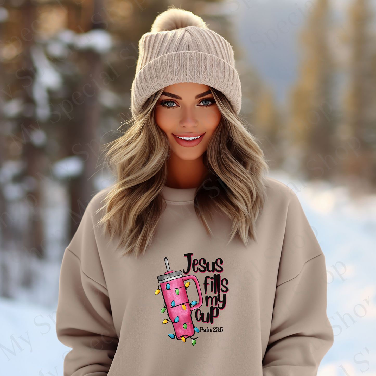 Jesus Fills My Cup Sweatshirt | Christian Christmas Sweater | Faith Holiday Apparel | Psalm 23:5 Inspirational Gift My Special Shop