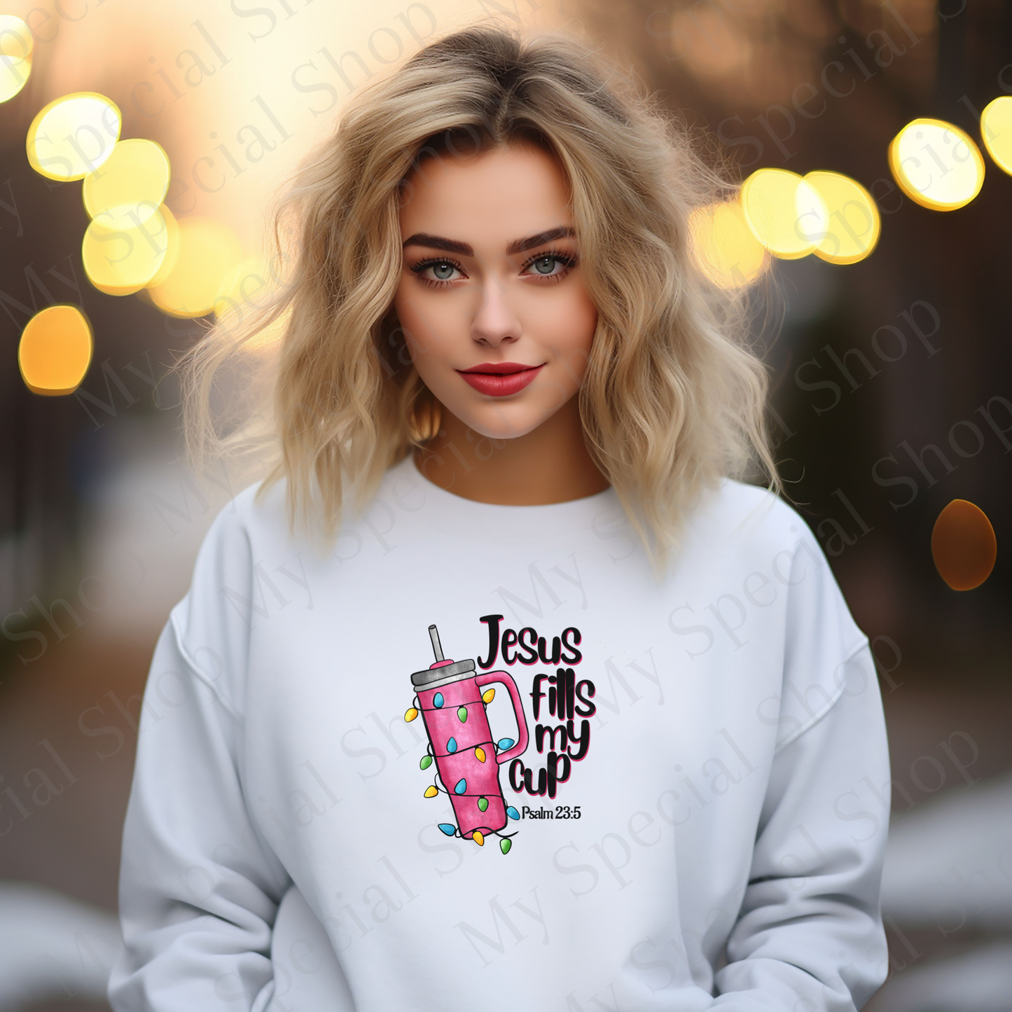 Jesus Fills My Cup Sweatshirt | Christian Christmas Sweater | Faith Holiday Apparel | Psalm 23:5 Inspirational Gift My Special Shop
