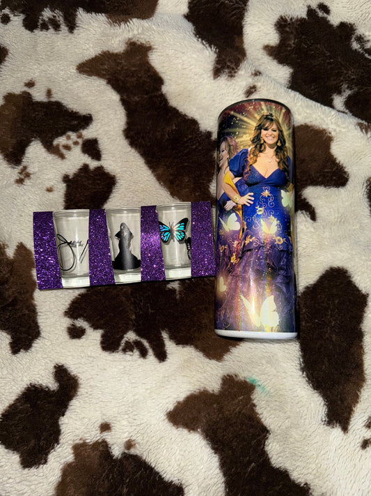 Jenni Rivera Drink set | Shot Glass & Tumbler | La Jenni | La Diva | Mariposa | 20oz | 1.5 oz | Sublimated | My Special Shop