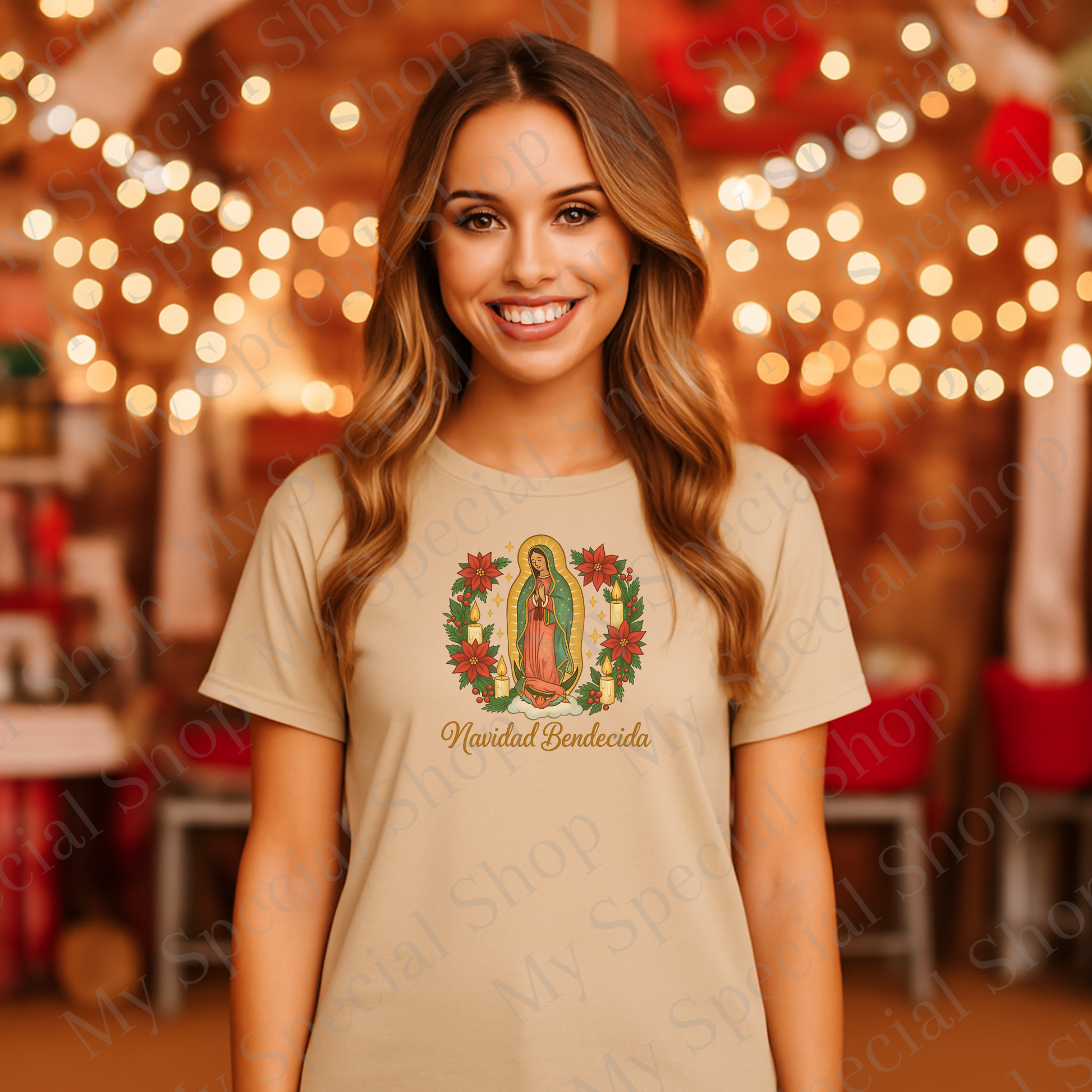 Navidad Bendecida Virgen Mary Christmas Shirt | La Virgen de Guadalupe Holiday Tee | Hispanic Faith Family Christmas Gift My Special Shop