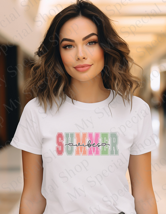 Summer Vibe Shirt | Light Pink | Light Blue | White | Cotton | Summer time | (Copy) My Special Shop