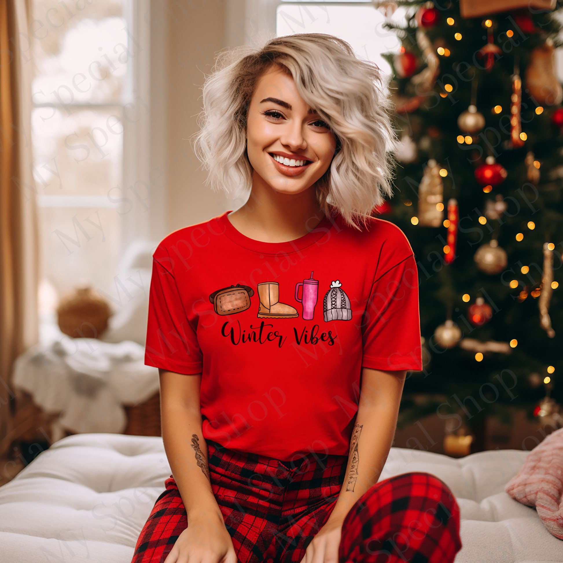 Winter Vibes Shirt or Sweatshirt | Cozy Aesthetic Winter Outfit | Uggs, Stanley Cup & Beanie Design | Trendy Christmas Apparel My Special Shop