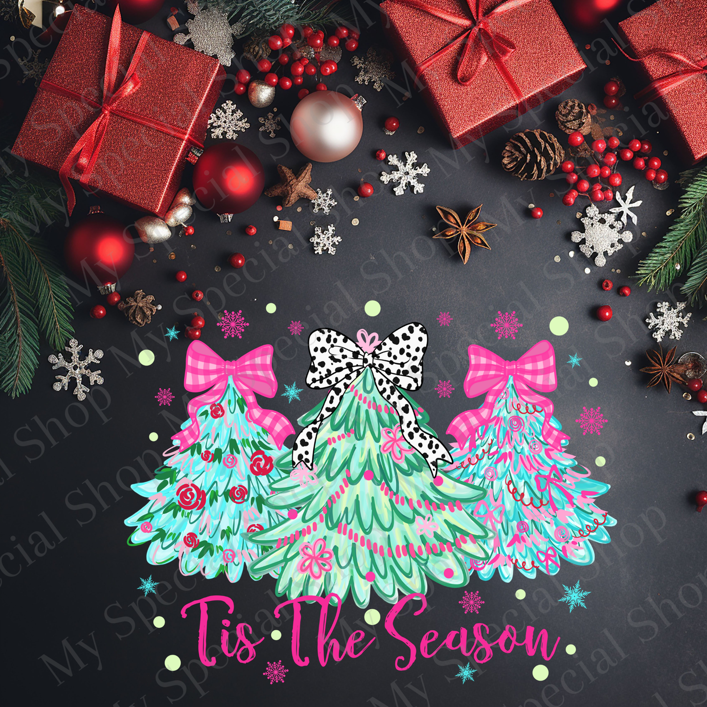 Tis The Season Shirt | Girly Christmas Tee | Pink & Leopard Christmas Tree Shirt | Trendy Holiday Outfit My Special Shop