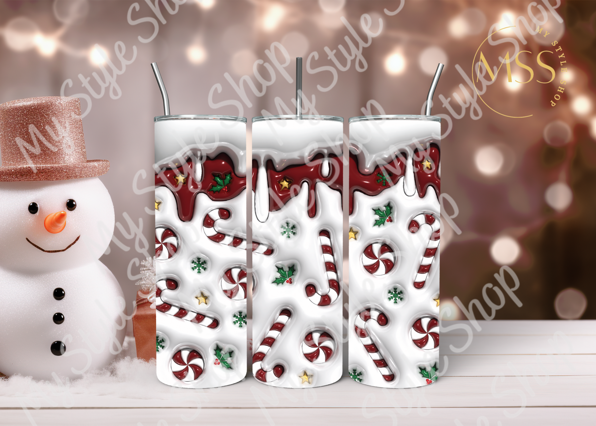 Holiday Candy Cane Tumbler | Coffee | Christmas | 20oz | Skinny | Sublimated My Style Shop