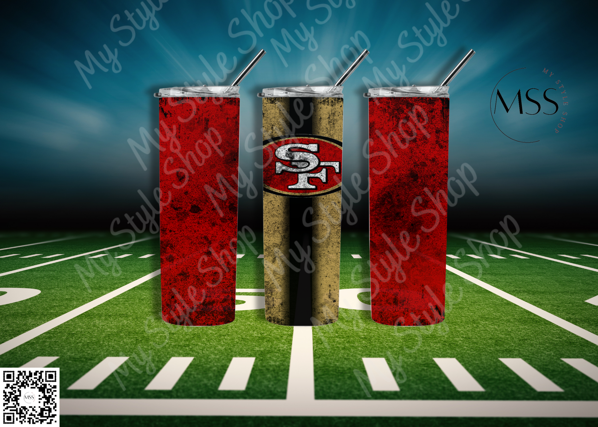 49ers Tumbler | San Francisco | Football | Superbowl | Lid | Straw | 20oz | Straight | My Style Shop