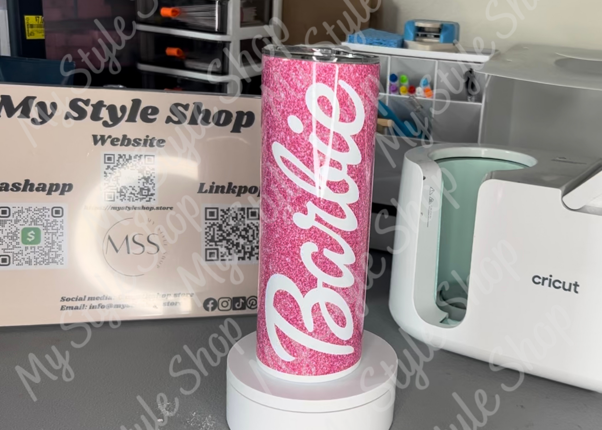 Barbie Set | Shirt & Tumbler | Bubble Gum Pink | Soft Style | Cotton & Polyester | 20oz Tumbler| Glitter My Style Shop