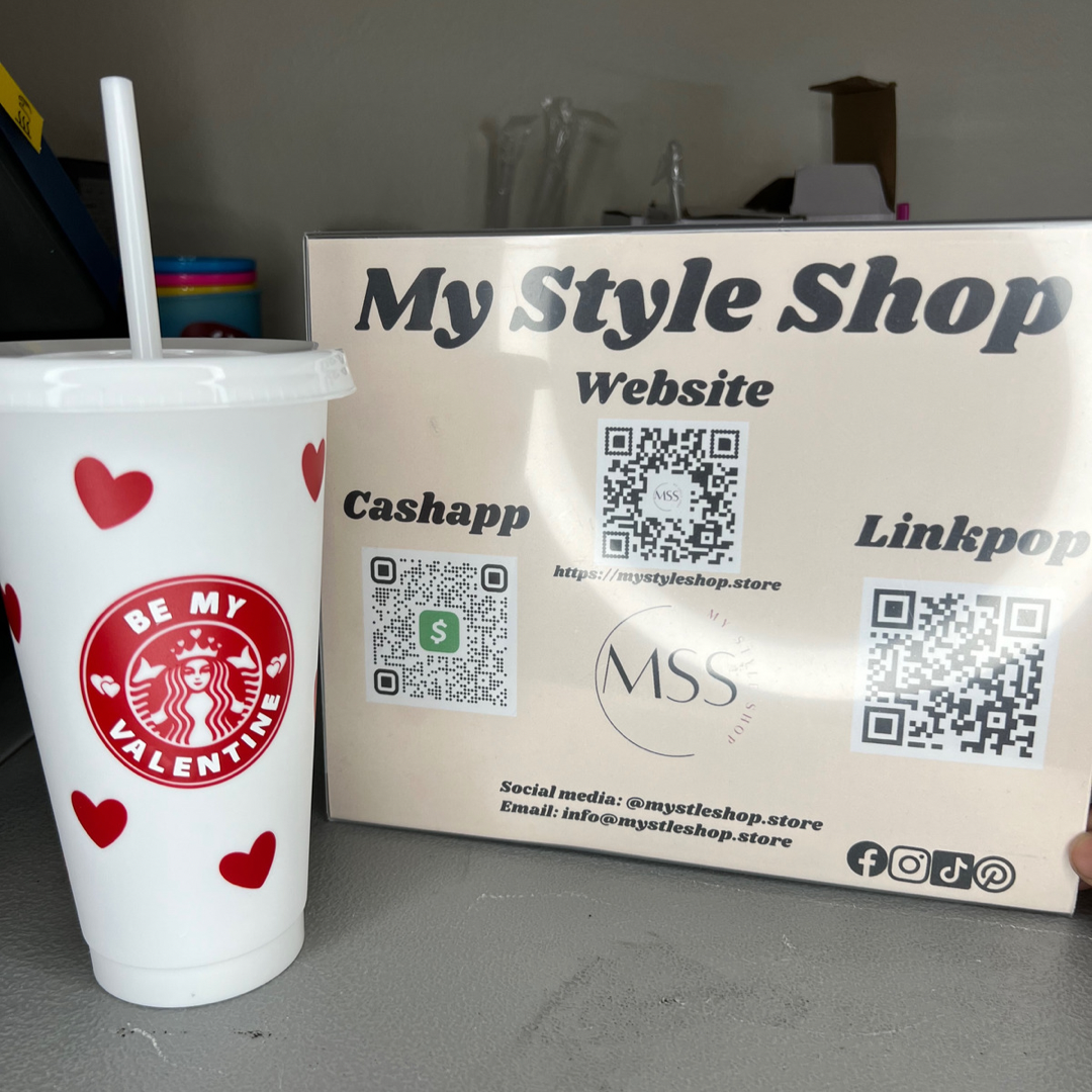 Be My Valentine Cup | Starbuck | Cold Cup | Heart | 24 oz | White | Red | Love My Style Shop