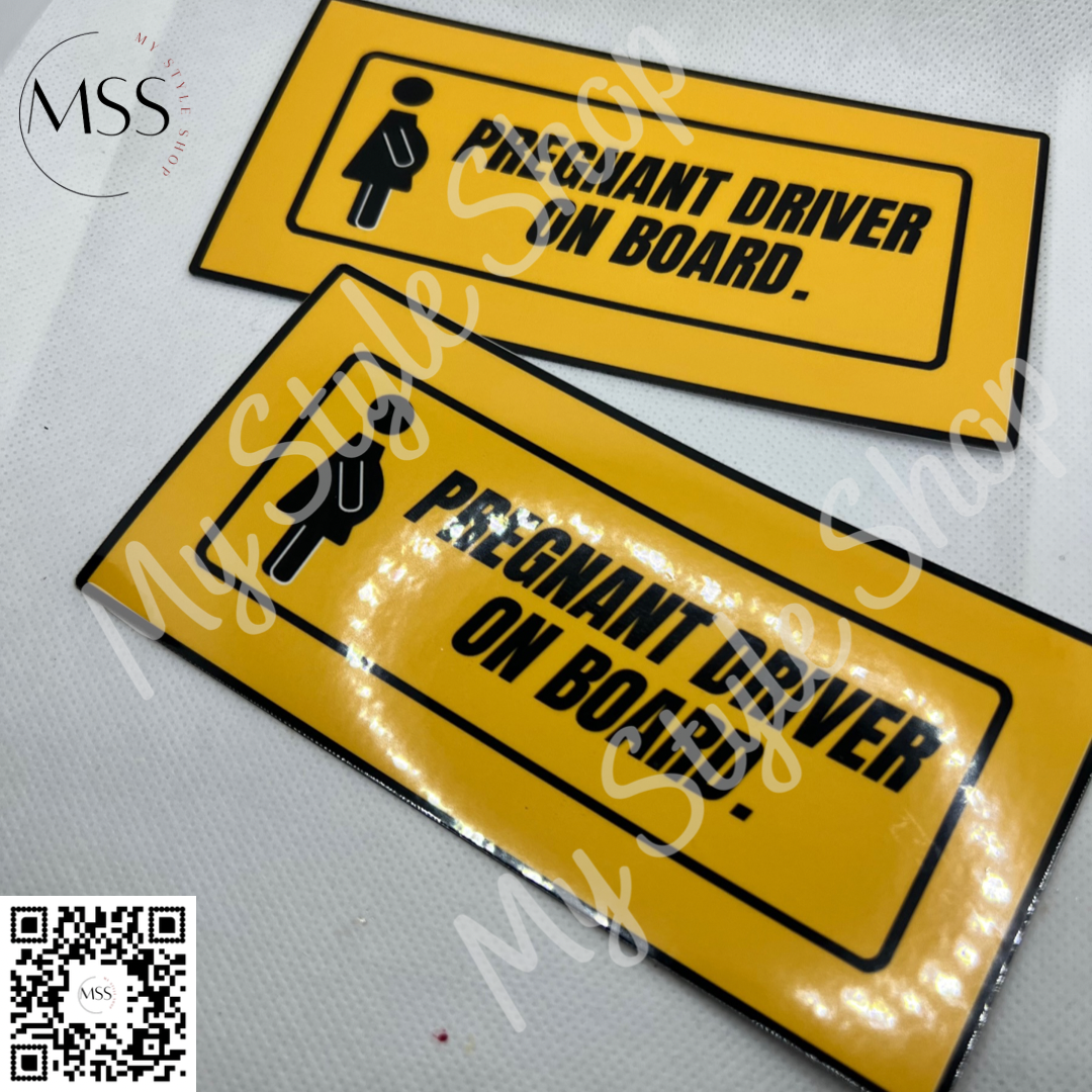 Pregnant Driver On Board | 6inx3in | Sticker | Bumper Sticker | Windshield Stickers | Water Resistant My Style Shop