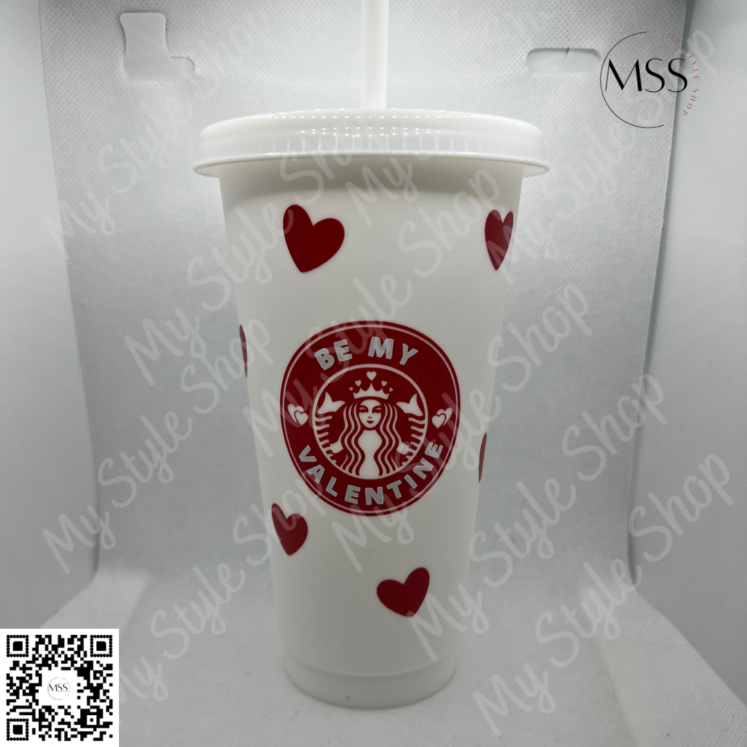 Be My Valentine Cup | Starbuck | Cold Cup | Heart | 24 oz | White | Red | Love My Style Shop