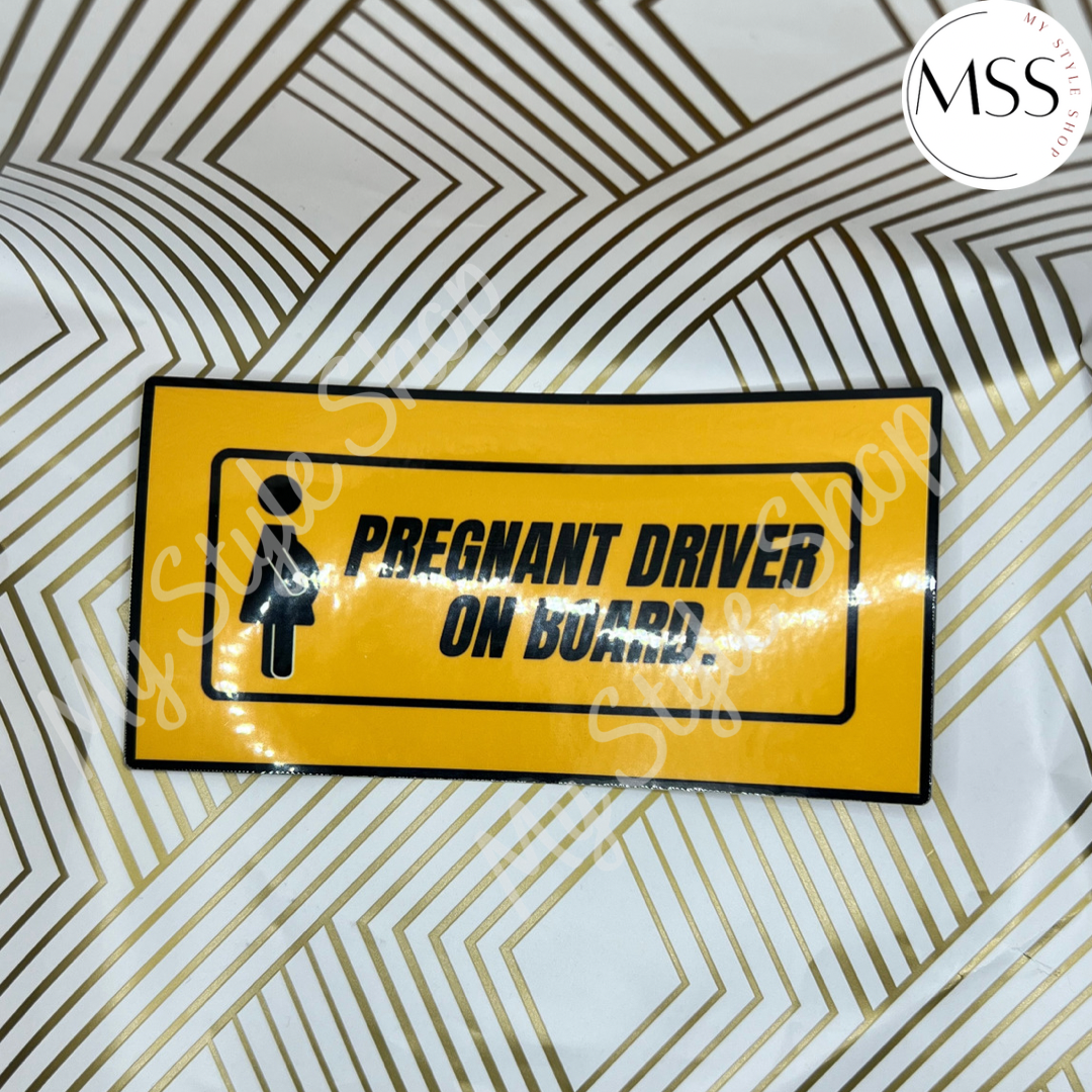 Pregnant Driver On Board | 6inx3in | Sticker | Bumper Sticker | Windshield Stickers | Water Resistant My Style Shop