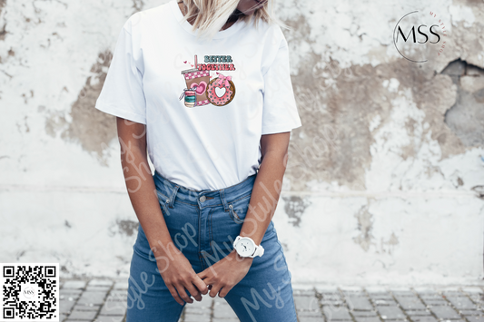 Better Together Coffee & Donuts T-Shirt  | Heart | Retro | White | Valentines | 100 % Polyester | Cotton Feel | Sublimation My Style Shop