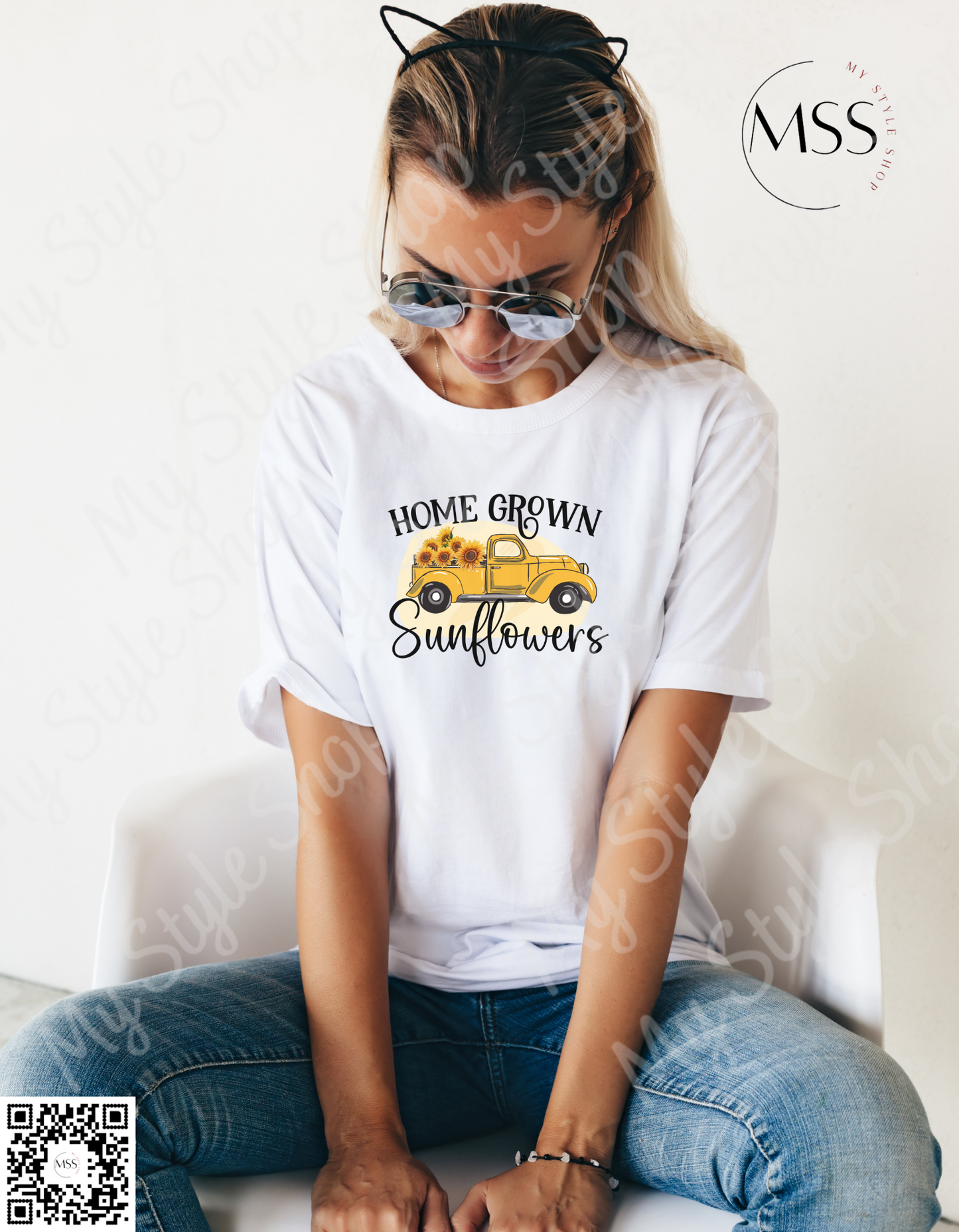 Home Grown Sunflower Shirt | White | Sublimated | Summer My Style Shop