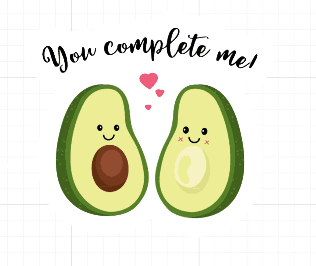 You Complete Me Avocado Sticker | Avocado sticker |1.5 in | Funny sticker | Waterproof | Guac Sticker My Style Shop