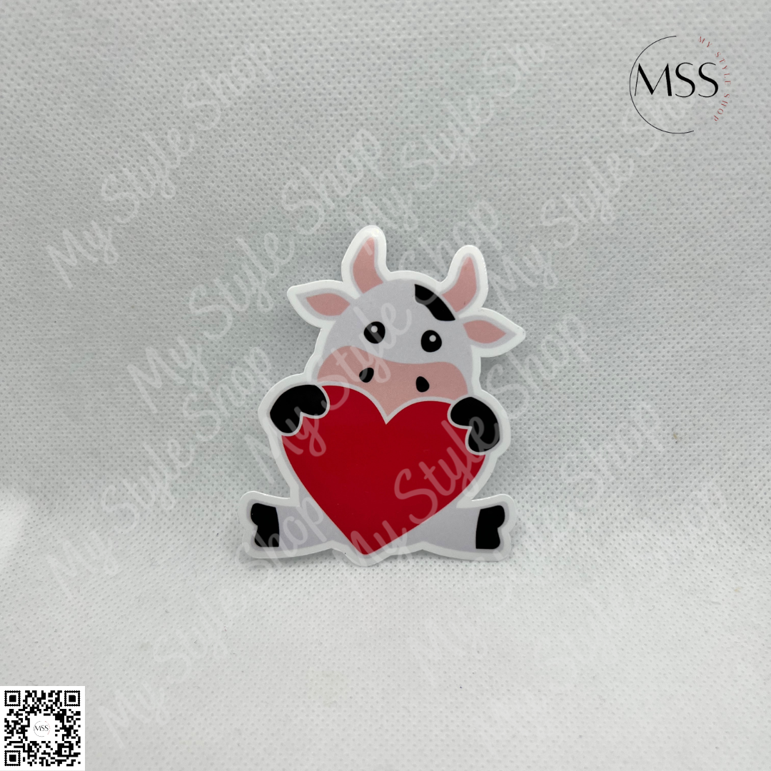 Cow Valentines Sticker | Love | Water resistant | 3 in | Heart | Western My Style Shop