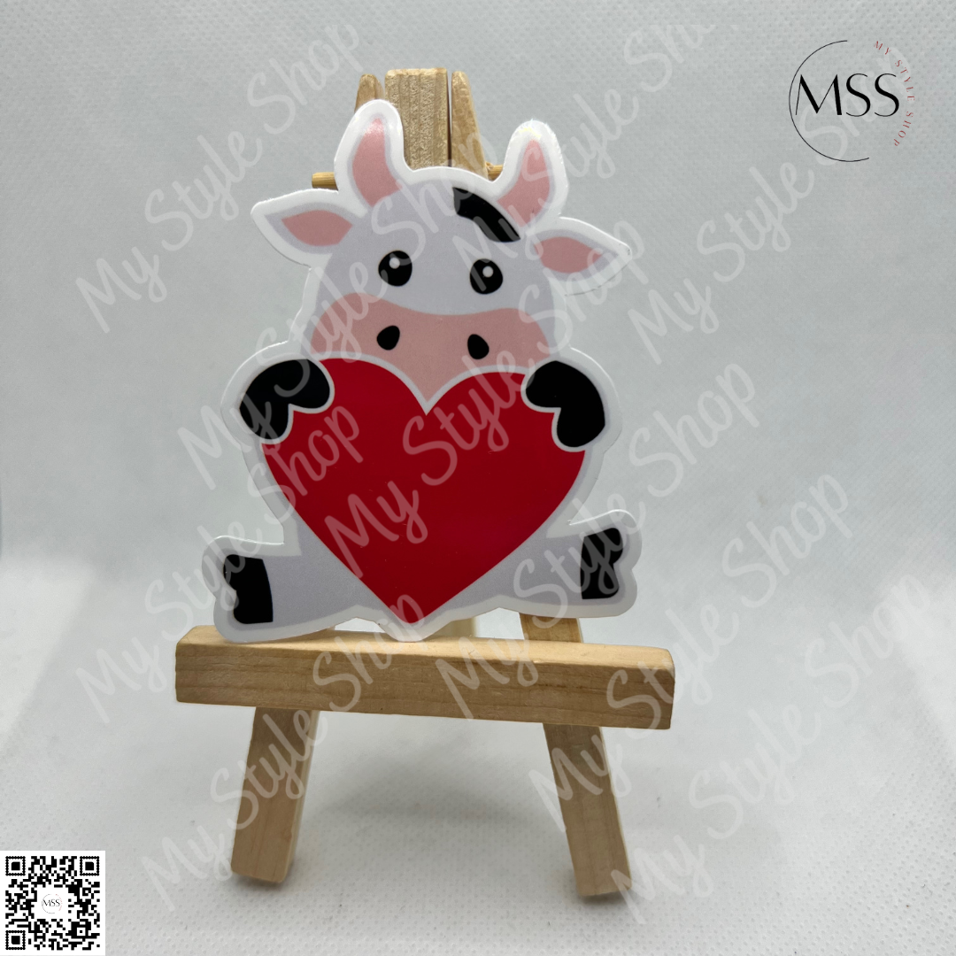 Cow Valentines Sticker | Love | Water resistant | 3 in | Heart | Western My Style Shop