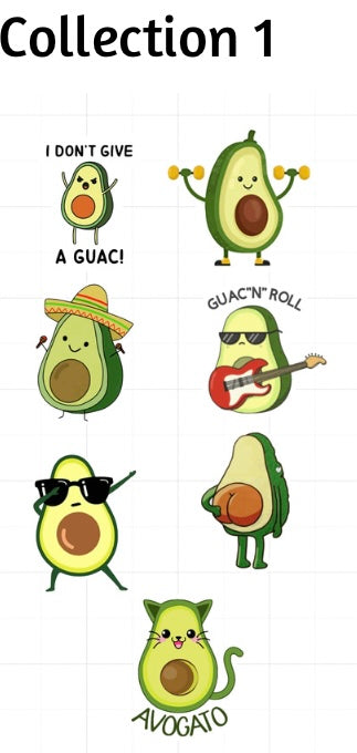 Avocado Sticker Collection 1 | Bundle | Avocado bundle sticker |1.5 in | Funny sticker | Waterproof | Guac Stickers My Style Shop