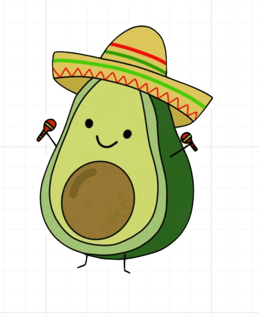 Mexican Hat and Maraca Avocado Sticker | Avocado sticker | 1.5 in | Funny sticker | Waterproof | Guac Sticker My Style Shop