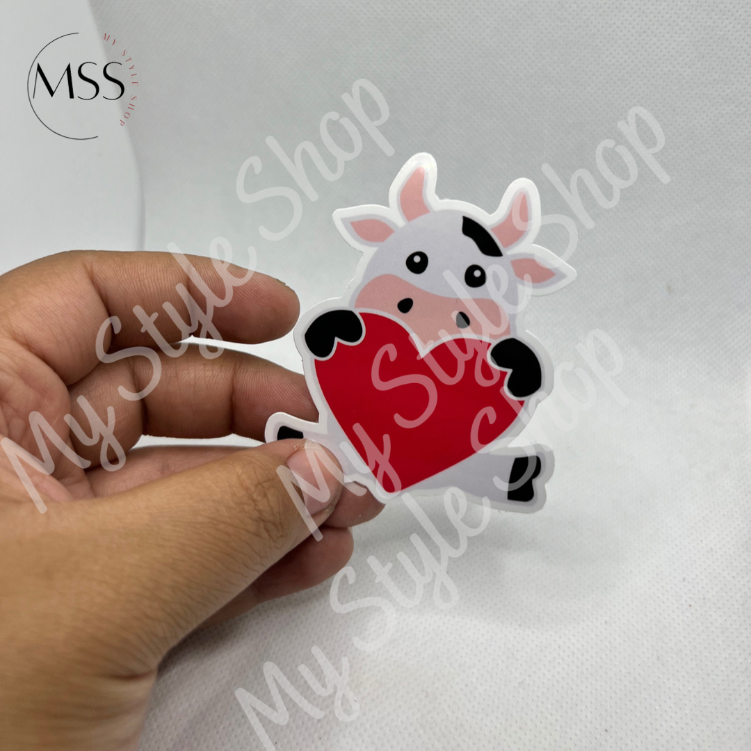 Cow Valentines Sticker | Love | Water resistant | 3 in | Heart | Western My Style Shop