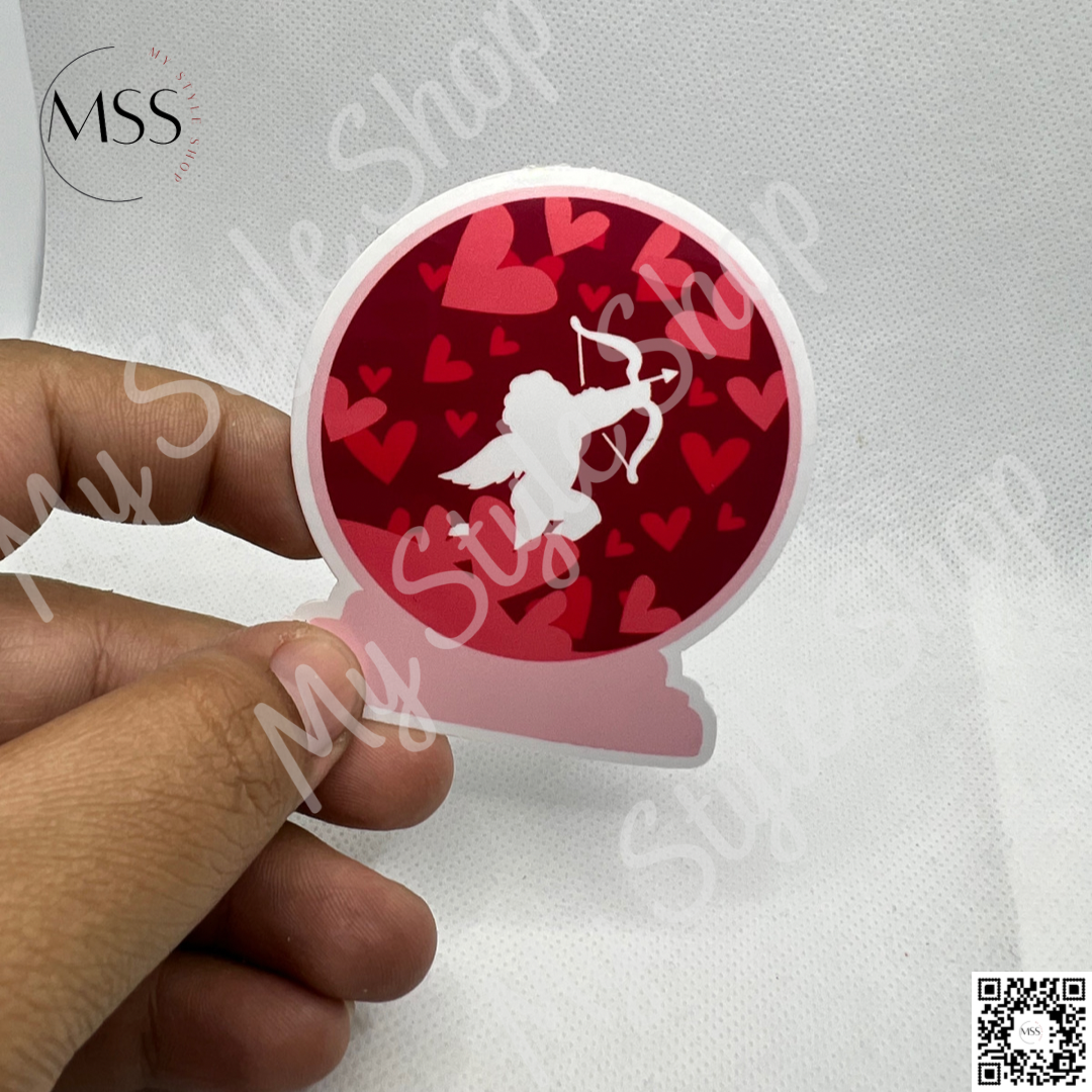 Cupid Valentines Globe Sticker | Love | Water resistant | 3 in | Globe | Cupid | Heart | Arrow My Style Shop