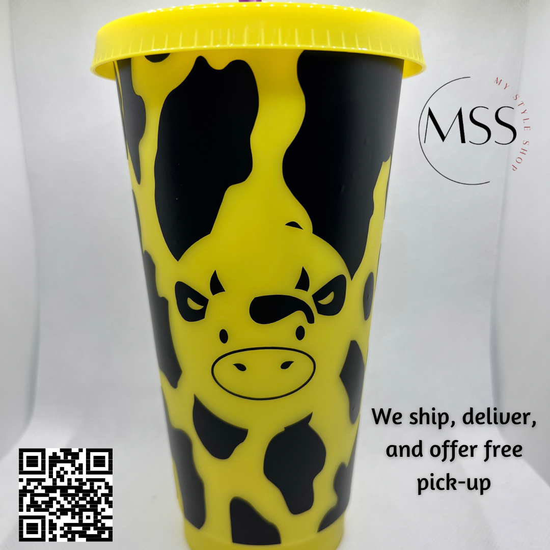 Cow Pattern Cold Cup | Cow | 24oz | Changing Color My Style Shop