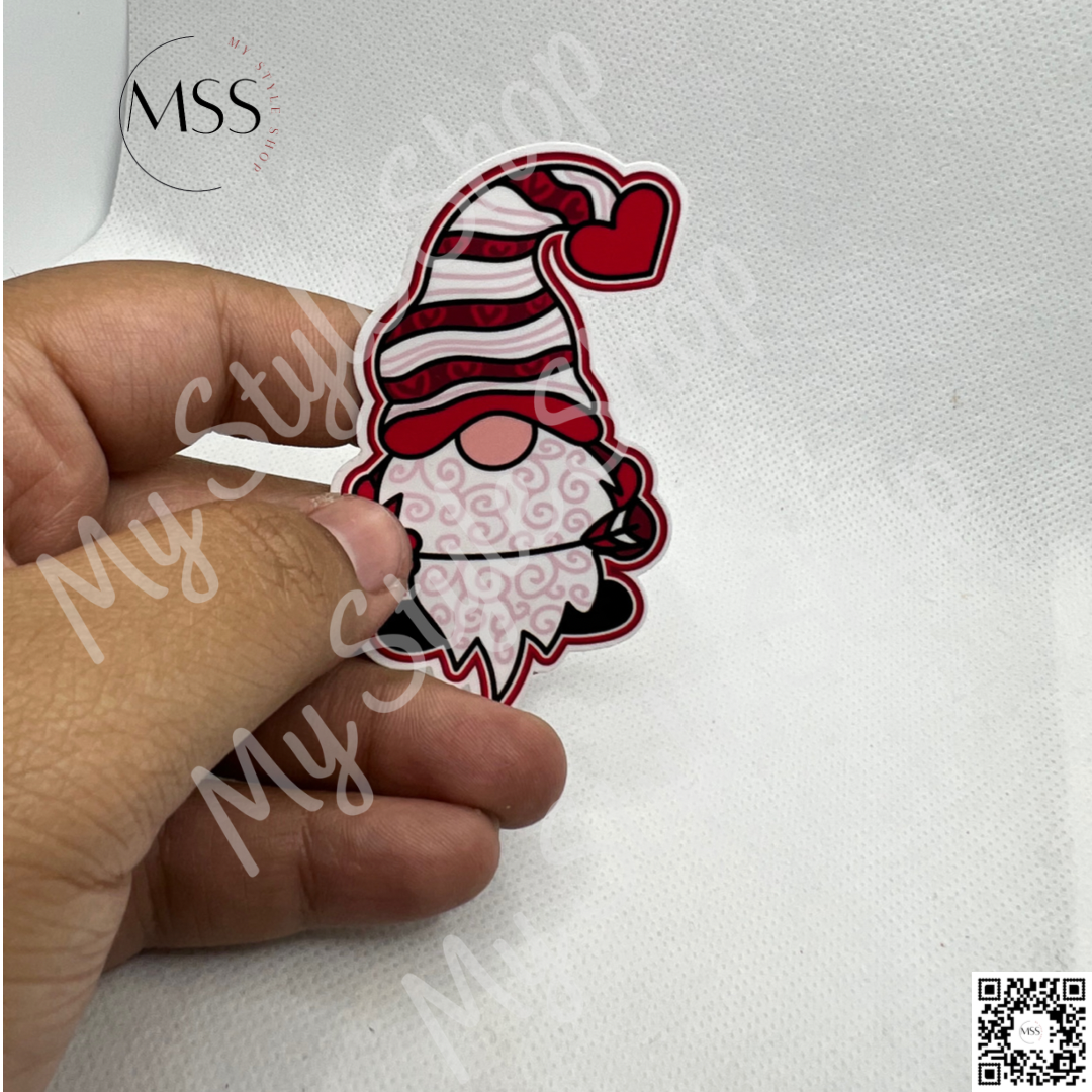 Gnome Valentines Sticker | Love | Water Resistant | 3 in | Red | Cute My Style Shop