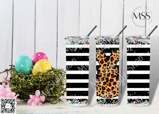 Easter Bunny Set Tumbler #2 | Glitter | 20oz | Skinny | Straight | Rabbit | Sublimated | Black & White | leopard | 3 Rabbit Mystyleshop