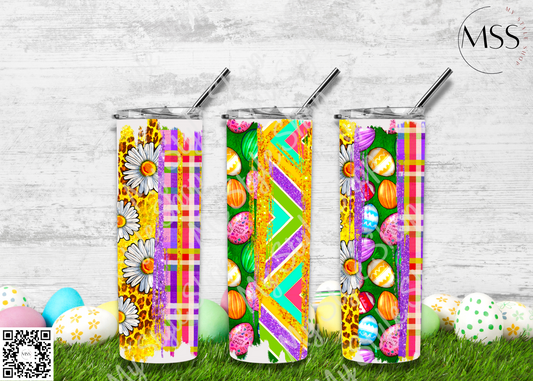 Easter Layers Tumbler | Glitter | 20oz | Skinny | Straight | Sublimated | Colorful | Eggs | Pattern Mystyleshop