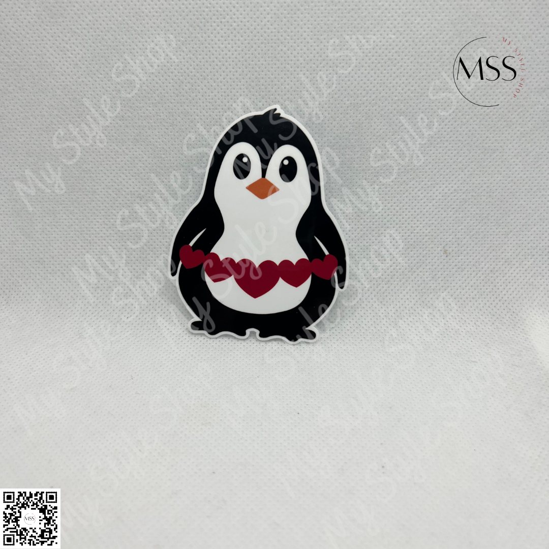 Valentines Pinguin Heart Sticker | Love | Water Resistant | 3 in | Cute | My Style Shop