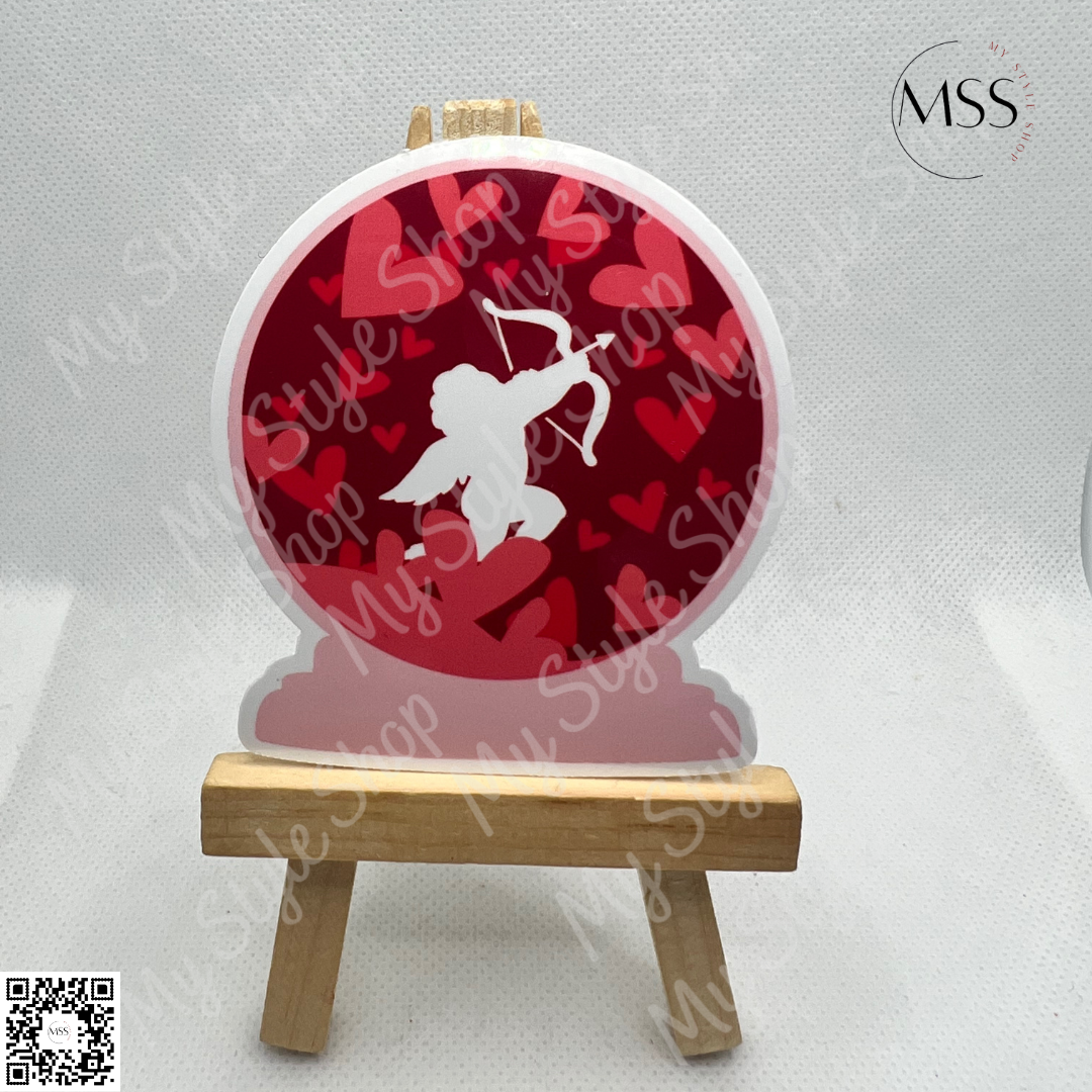 Cupid Valentines Globe Sticker | Love | Water resistant | 3 in | Globe | Cupid | Heart | Arrow My Style Shop