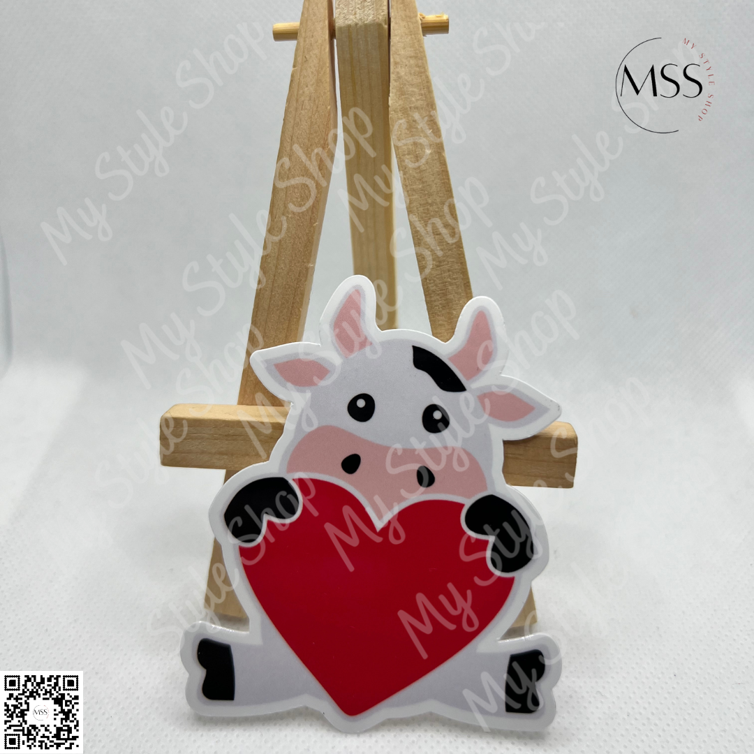 Cow Valentines Sticker | Love | Water resistant | 3 in | Heart | Western My Style Shop