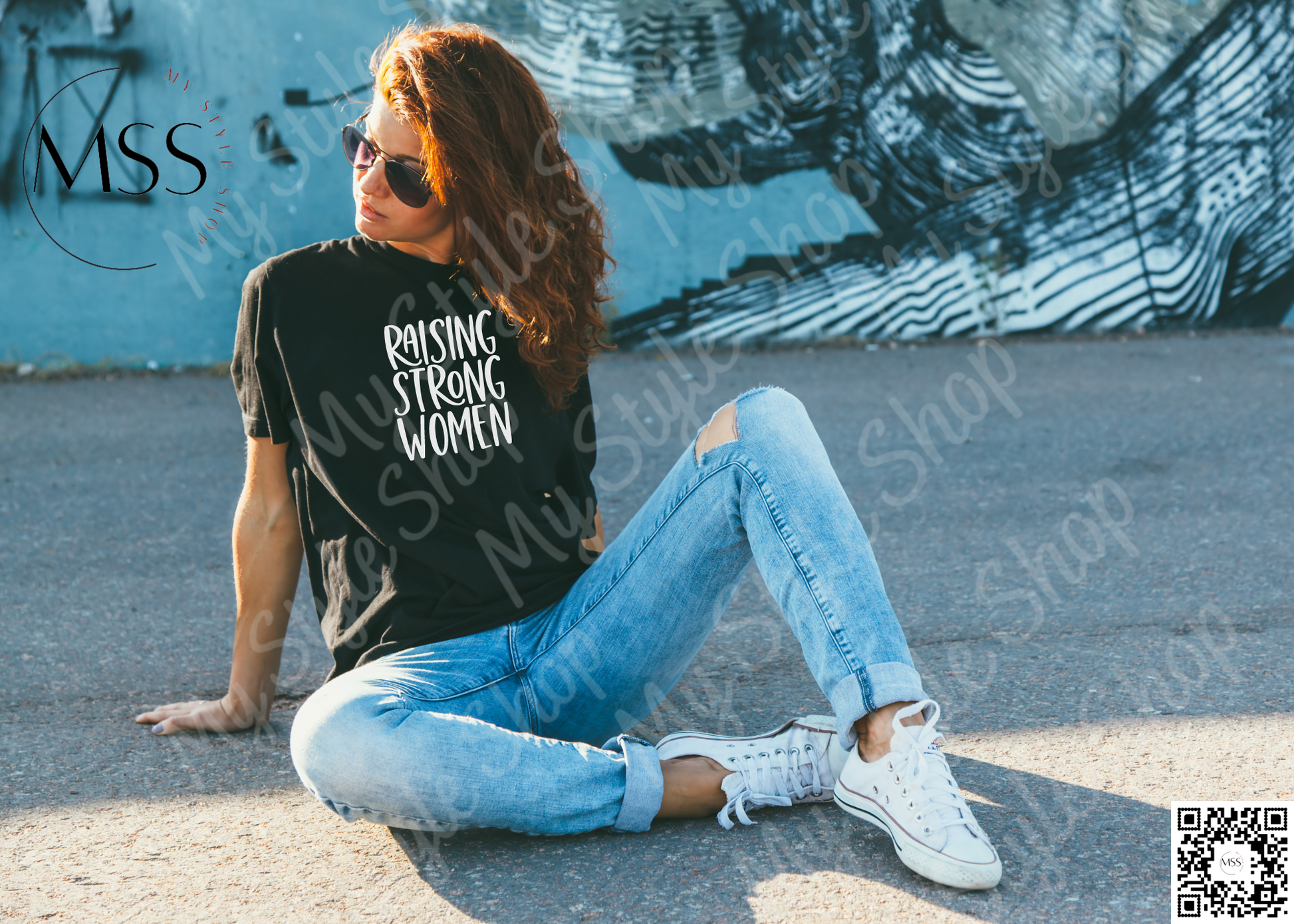 Raising Strong Women | Black | White |  Graphic | HTV | Cotton | Empowering My Style Shop